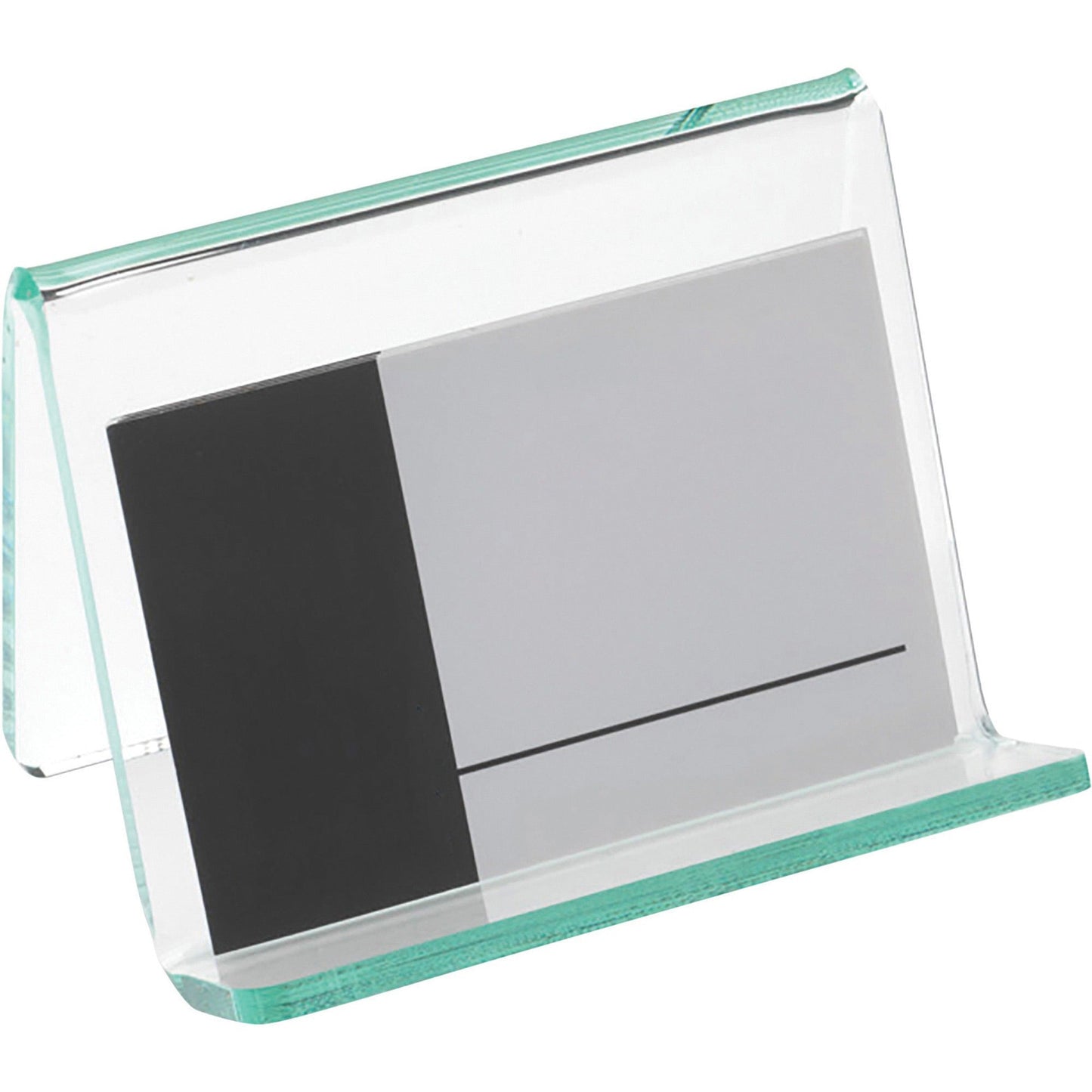 Lorell Acrylic Business Card Holder Clear with Green - Tinted Edges (LLR - LLR80657) - SchoolOutlet