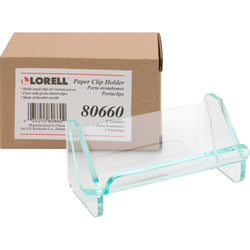 Lorell Elegant Acrylic Desktop Paper Clip Holder 3" W x 3" D x 3" H (LLR-LLR80660)