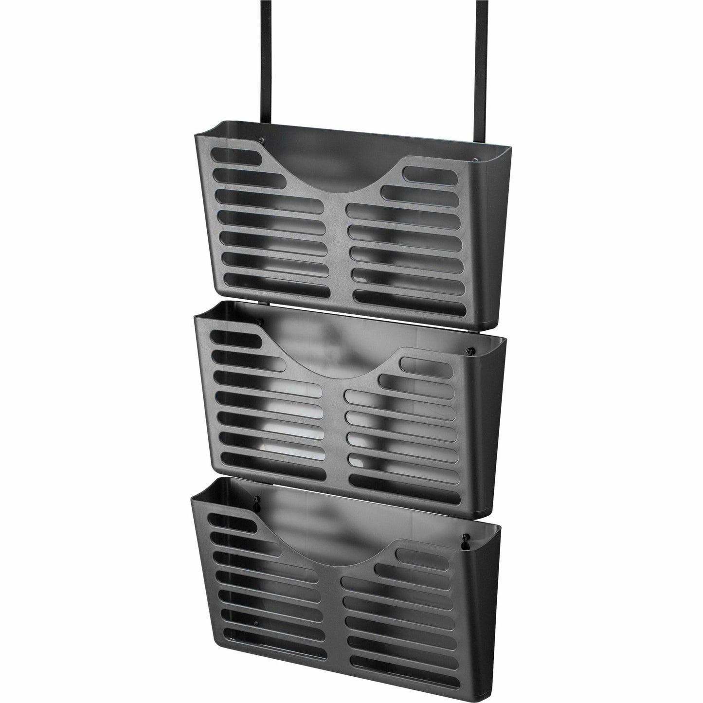 Lorell Hanging Triple Pocket File Set Cubicle Wall Organizer Black Plastic 3 Pockets (LLR - LLR80666) - SchoolOutlet