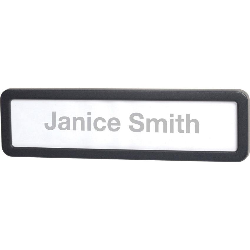 Lorell Recycled Cubicle Nameplate 0.9"W x 2.7"H x 9.2"L Black (LLR - LLR80669) - SchoolOutlet