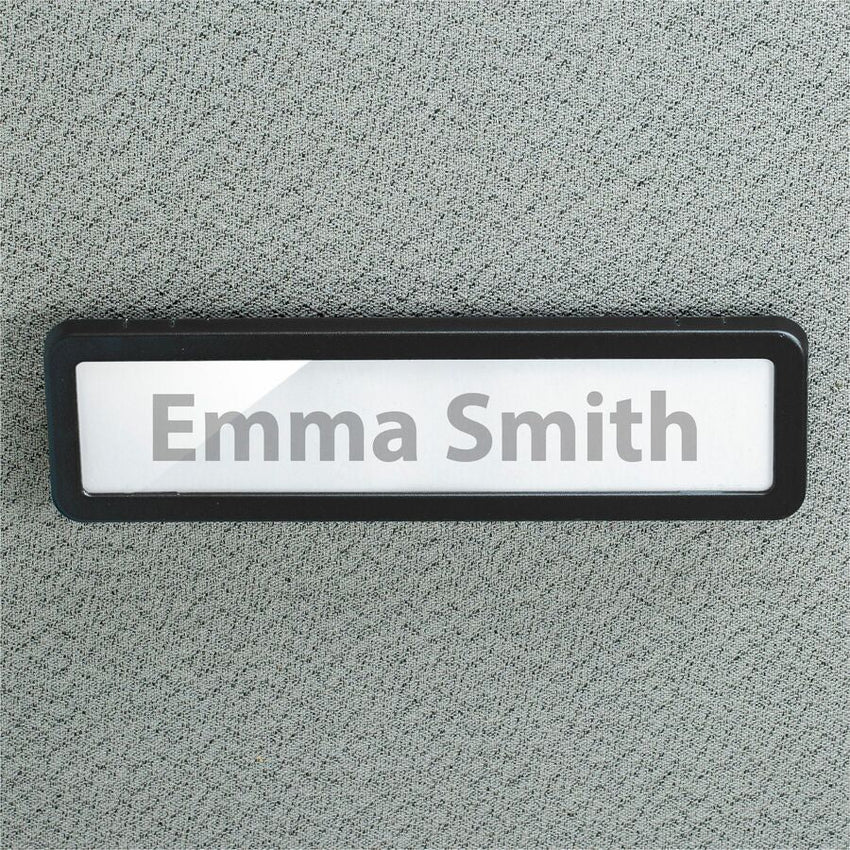 Lorell Recycled Cubicle Nameplate 0.9"W x 2.7"H x 9.2"L Black (LLR - LLR80669) - SchoolOutlet