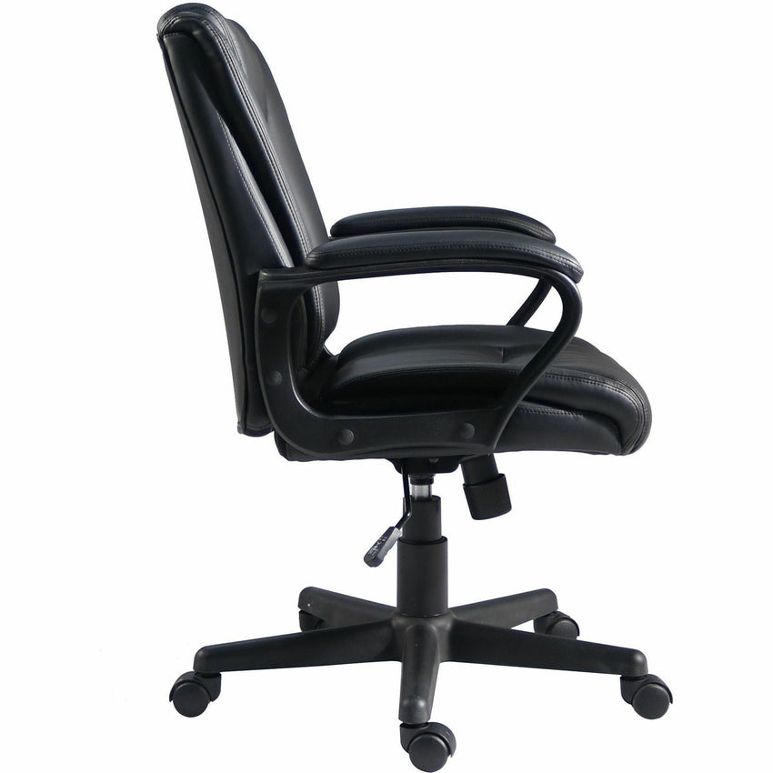 Lorell SOHO Mid - Back Chair with PU Leather and Fixed Arms (LLR - LLR81810) - SchoolOutlet