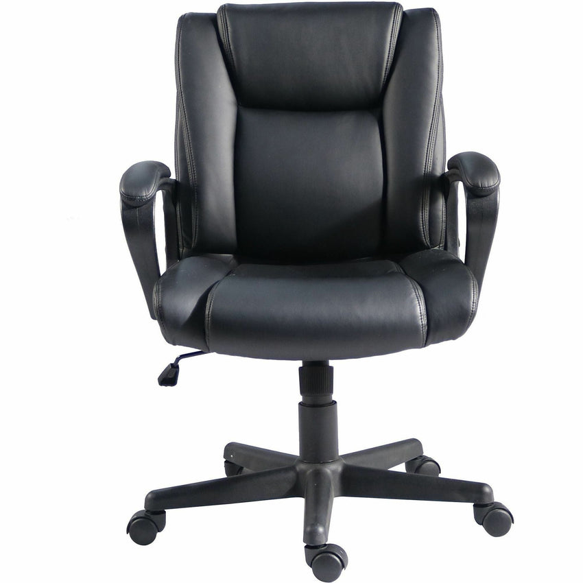 Lorell SOHO Mid - Back Chair with PU Leather and Fixed Arms (LLR - LLR81810) - SchoolOutlet