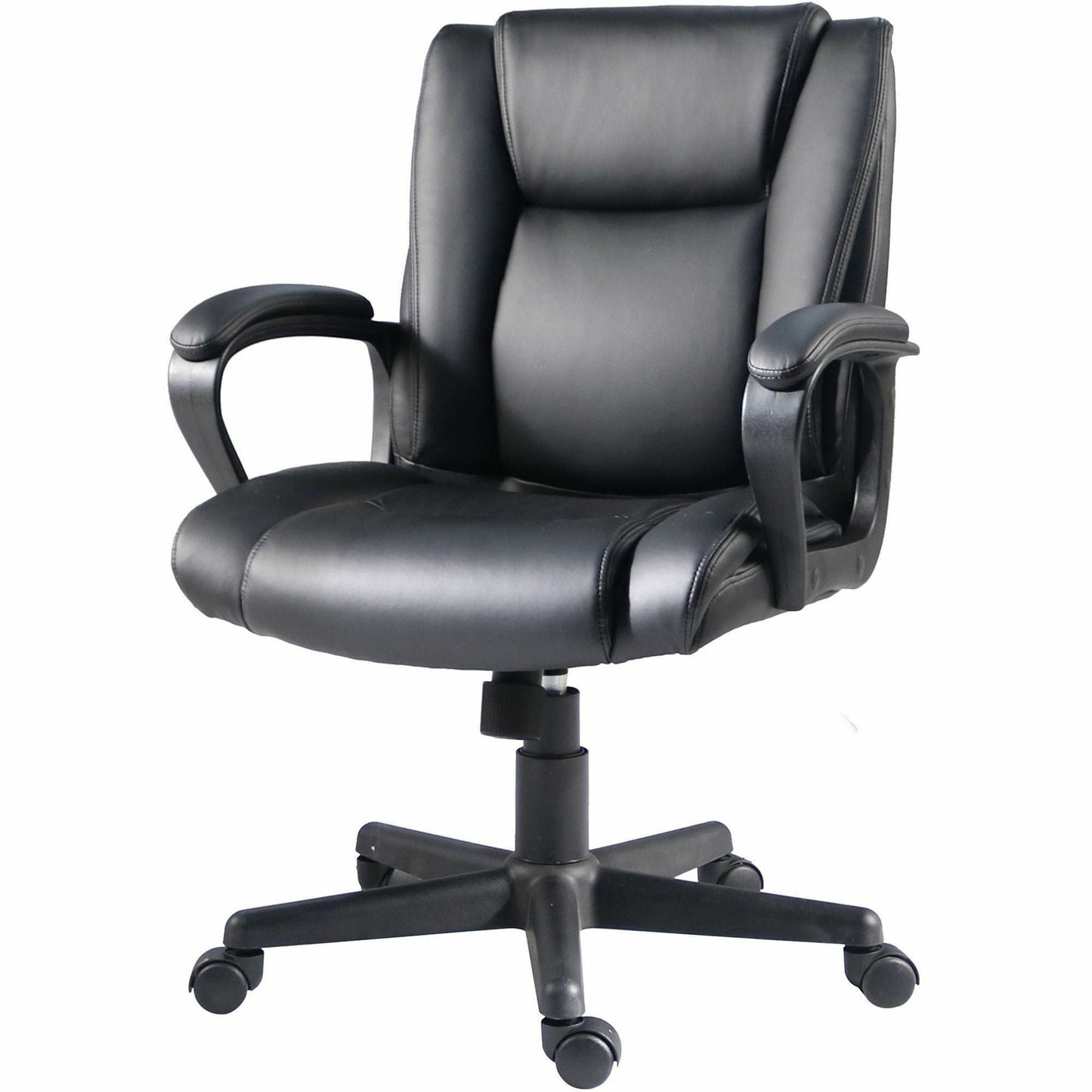 Lorell SOHO Mid - Back Chair with PU Leather and Fixed Arms (LLR - LLR81810) - SchoolOutlet