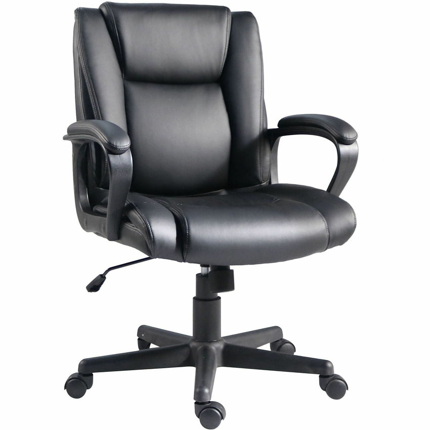 Lorell SOHO Mid - Back Chair with PU Leather and Fixed Arms (LLR - LLR81810) - SchoolOutlet