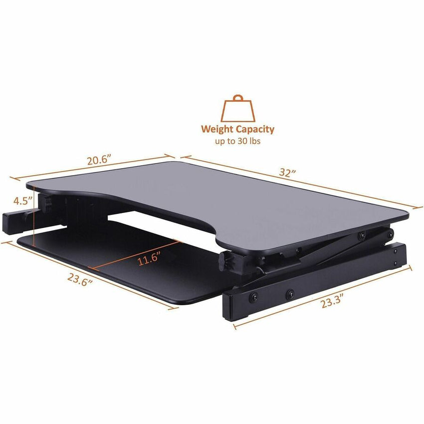 Lorell Adjustable Desk/Monitor Riser 16"H x 32"W x 21.5"D Black (LLR - LLR81974) - SchoolOutlet