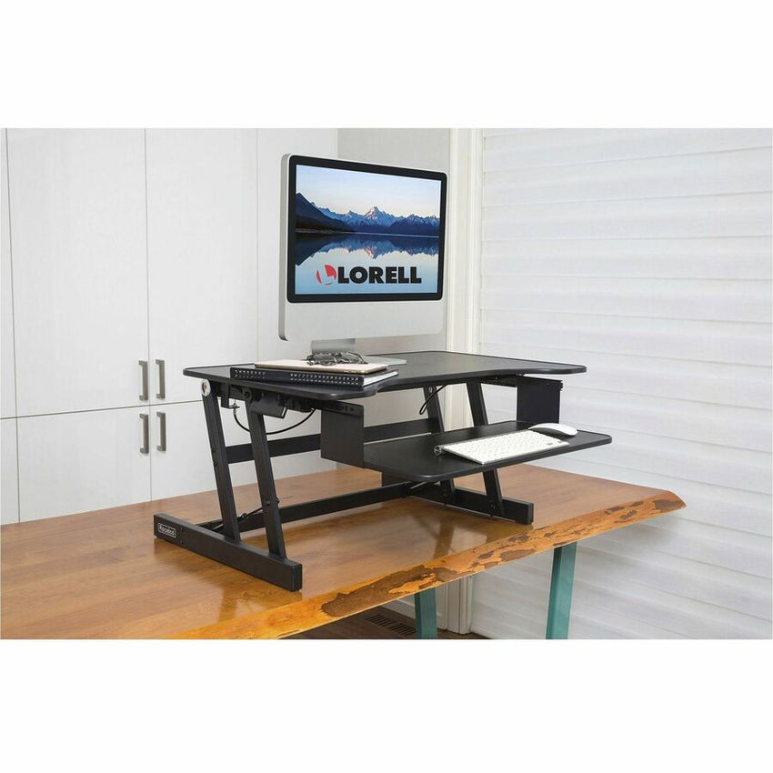 Lorell Adjustable Desk/Monitor Riser 16"H x 32"W x 21.5"D Black (LLR - LLR81974) - SchoolOutlet