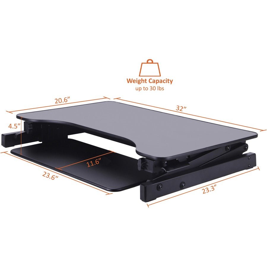 Lorell Adjustable Desk/Monitor Riser 16"H x 32"W x 21.5"D Black (LLR - LLR81974) - SchoolOutlet