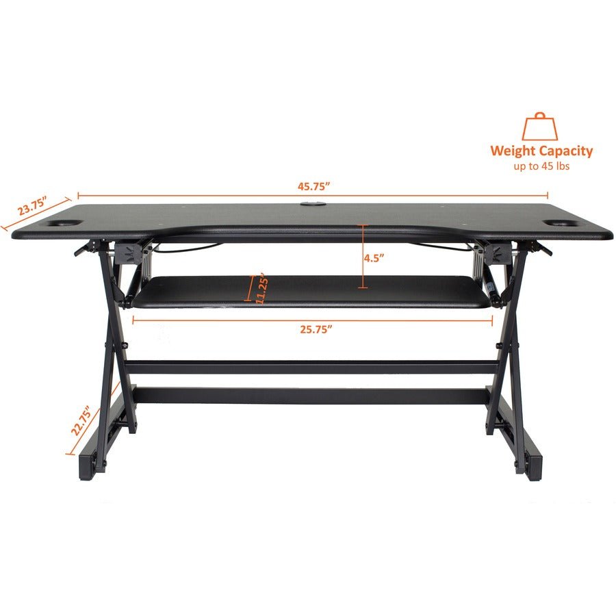 Lorell XL Adjustable Desk/Monitor Riser 20"H x 46"W x 24"D Black (LLR - LLR82013) - SchoolOutlet