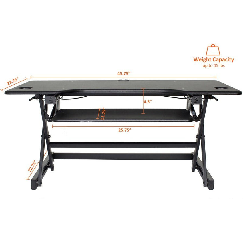 Lorell XL Adjustable Desk/Monitor Riser 20"H x 46"W x 24"D Black (LLR - LLR82013) - SchoolOutlet