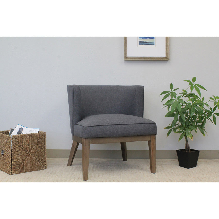 Lorell Accent Guest Chair with Gray Linen Upholstery and Walnut Legs (LLR - LLR82094) - SchoolOutlet