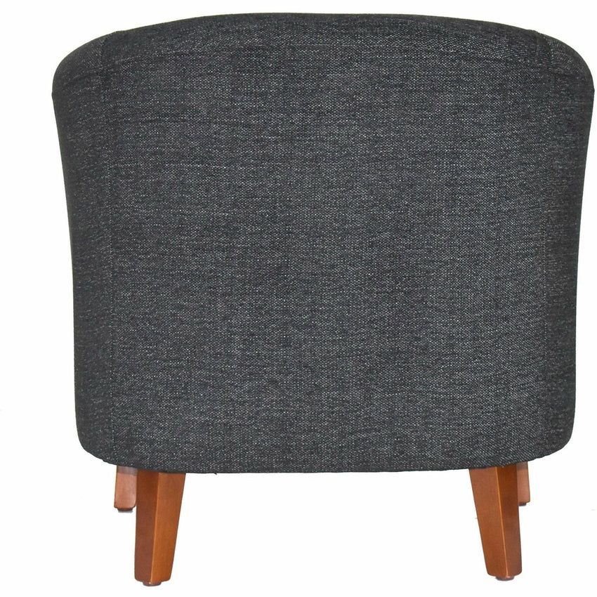 Lorell Accession Barrel Armchair Black Fabric Upholstered Club Chair with Wood Legs 17.5 "H (LLR - LLR82096) - SchoolOutlet