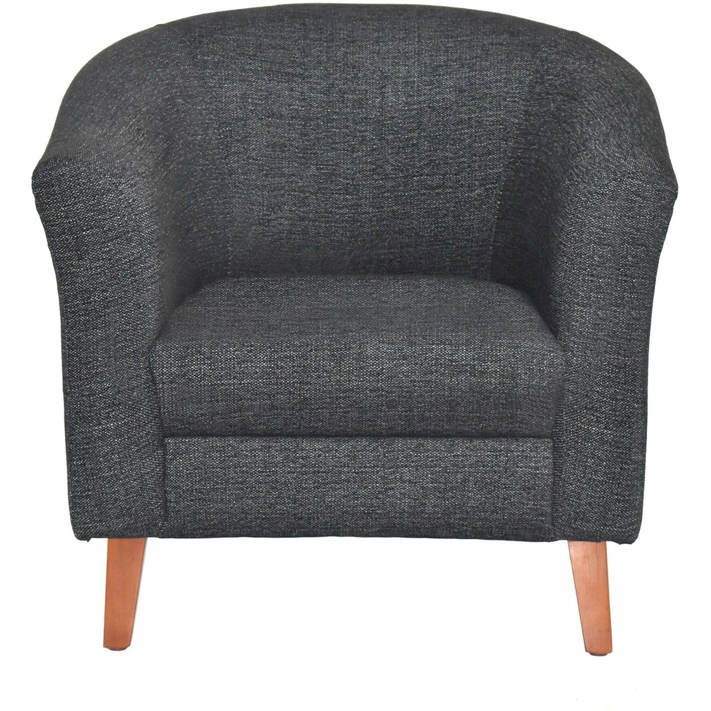 Lorell Accession Barrel Armchair Black Fabric Upholstered Club Chair with Wood Legs 17.5 "H (LLR - LLR82096) - SchoolOutlet