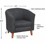 Lorell Accession Barrel Armchair Black Fabric Upholstered Club Chair with Wood Legs 17.5 