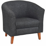 Lorell Accession Barrel Armchair Black Fabric Upholstered Club Chair with Wood Legs 17.5 