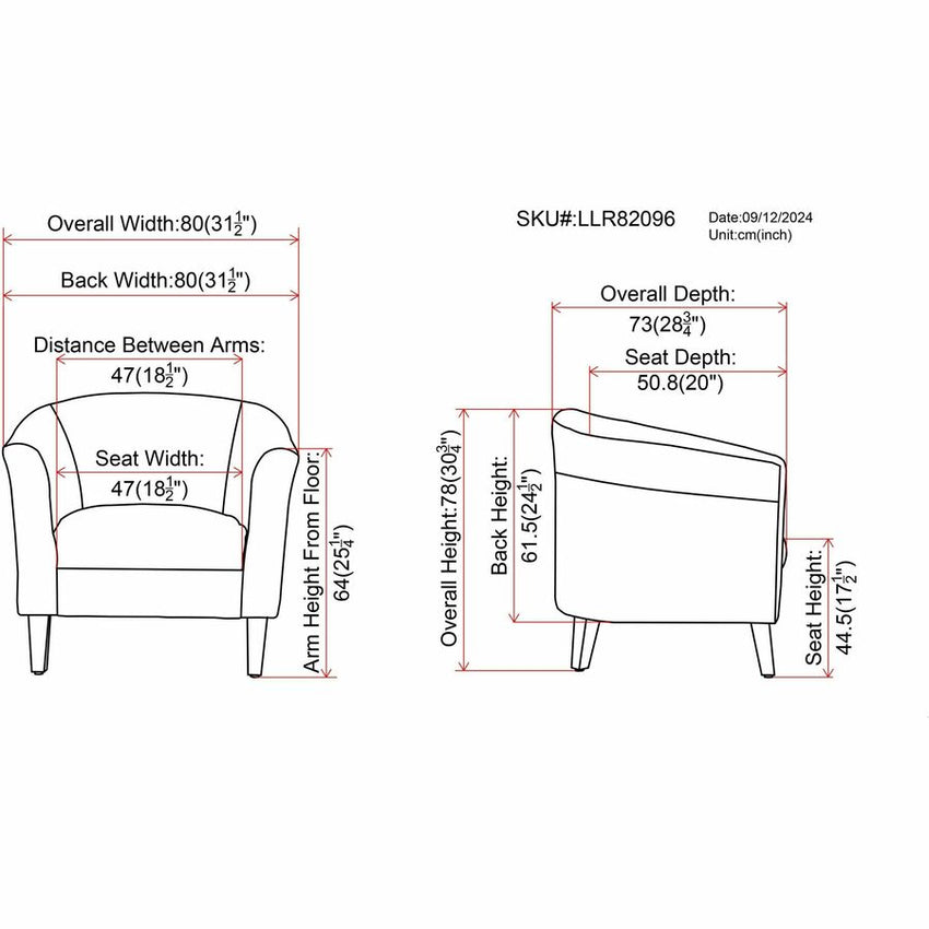 Lorell Accession Barrel Armchair Black Fabric Upholstered Club Chair with Wood Legs 17.5 "H (LLR - LLR82096) - SchoolOutlet