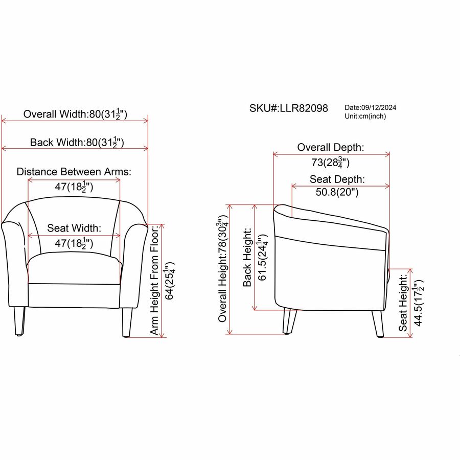 Lorell Barrel Armchair with Bonded Leather Upholstery 17.50"H (LLR - LLR82098) - SchoolOutlet