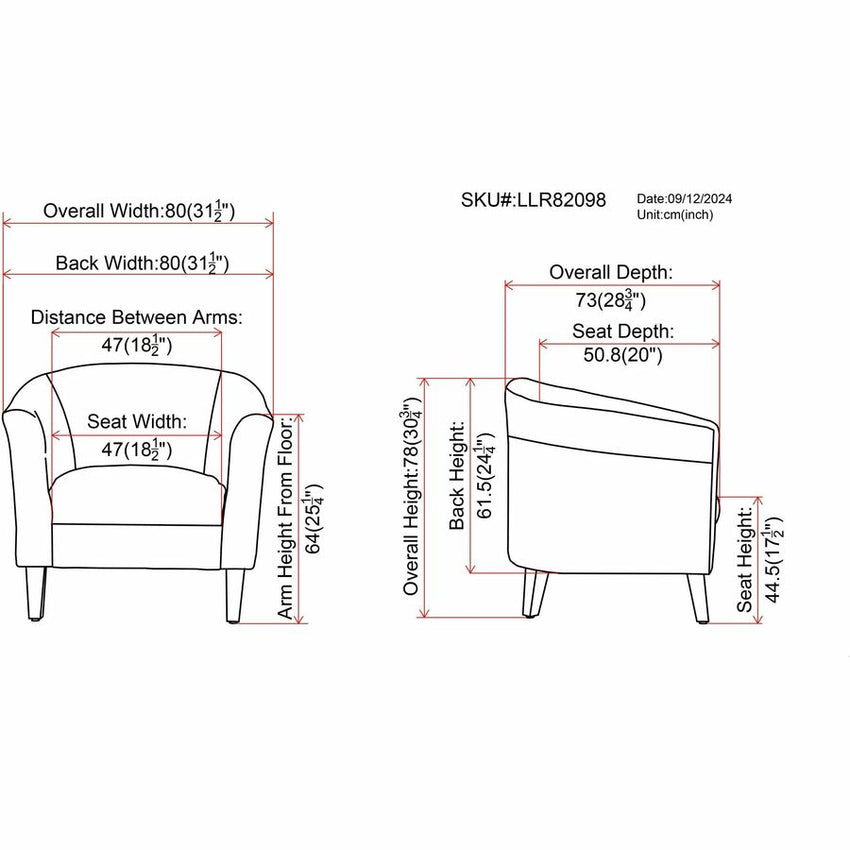 Lorell Barrel Armchair with Bonded Leather Upholstery 17.50"H (LLR - LLR82098) - SchoolOutlet