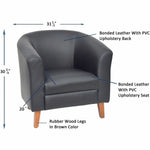 Lorell Barrel Armchair with Bonded Leather Upholstery 17.50