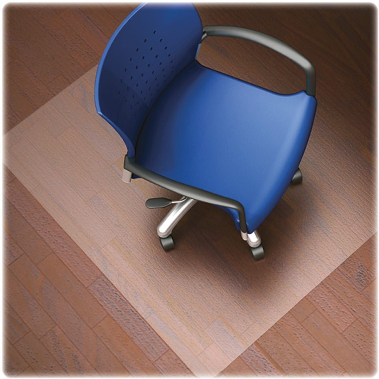 Lorell Nonstudded Wide Lip Chairmat - 53 x 45 in Clear Vinyl for Hard Floors (LLR - LLR82826) - SchoolOutlet
