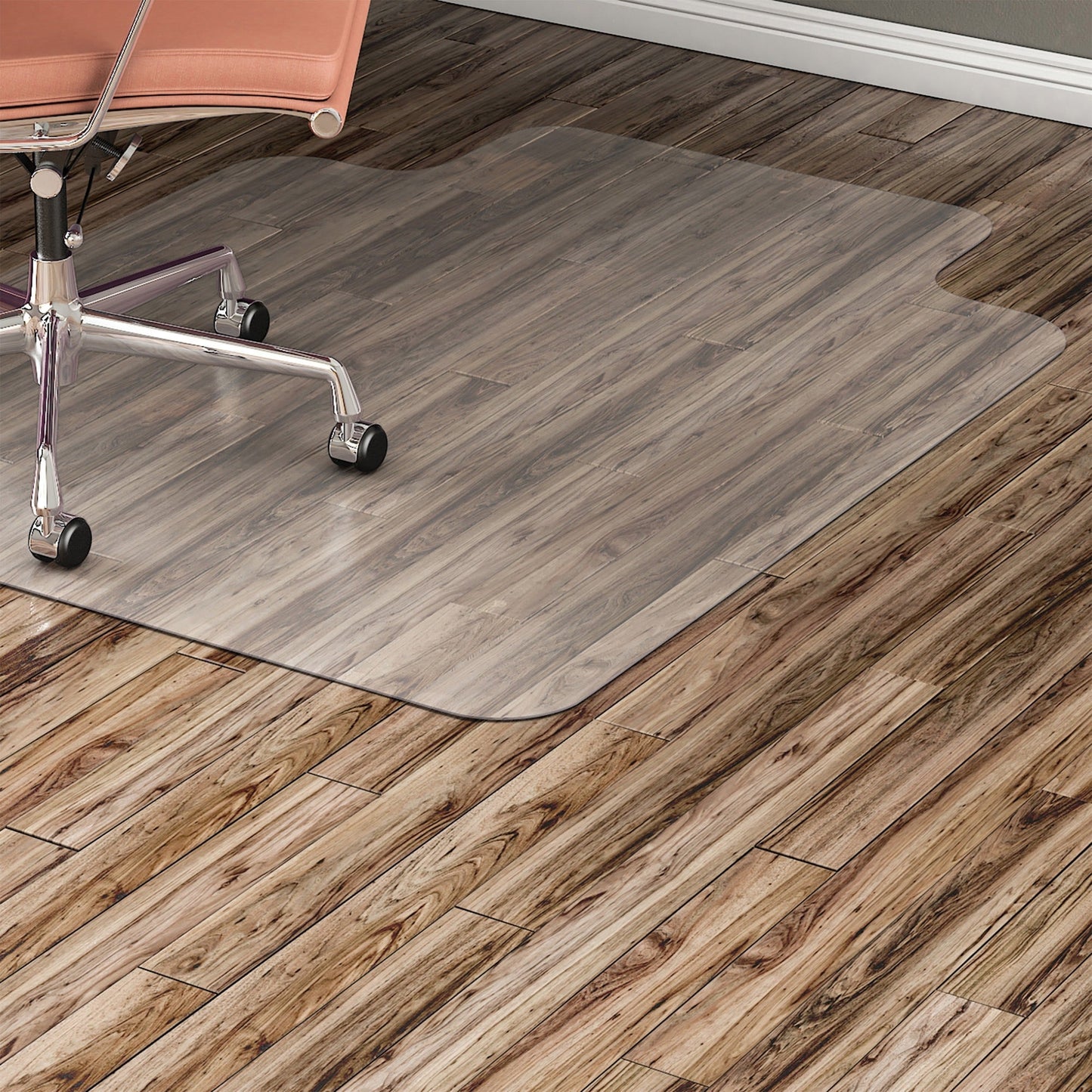 Lorell Nonstudded Wide Lip Chairmat - 53 x 45 in Clear Vinyl for Hard Floors (LLR - LLR82826) - SchoolOutlet