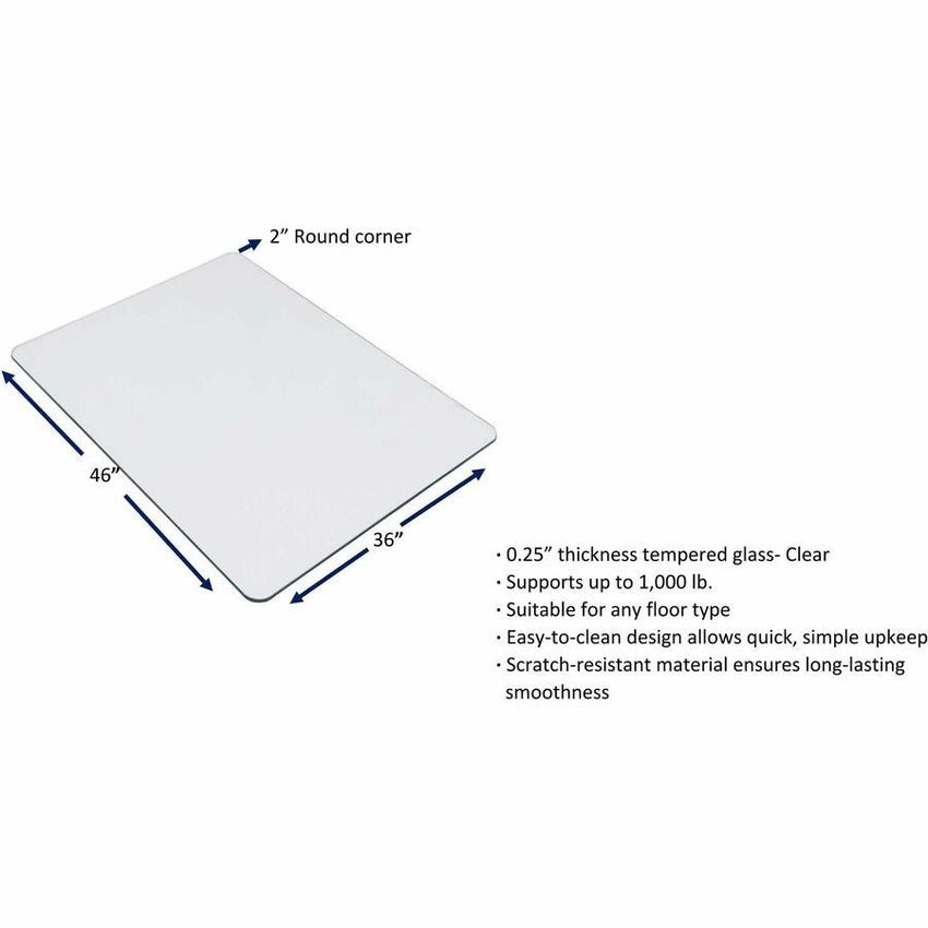 Lorell Tempered Glass Chairmat Rectangular 60" x 48" Floor Protection (LLR - LLR82835) - SchoolOutlet