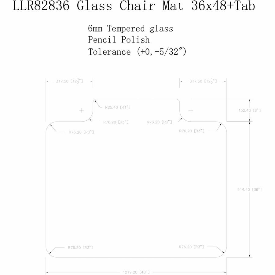 Lorell Tempered Glass Chairmat with Lip 48" x 36" Heavy - Duty Floor Protection (LLR - LLR82836) - SchoolOutlet