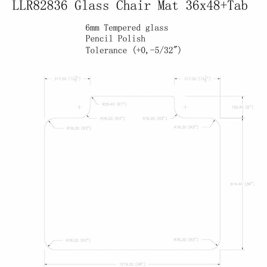Lorell Tempered Glass Chairmat with Lip 48" x 36" Heavy - Duty Floor Protection (LLR - LLR82836) - SchoolOutlet