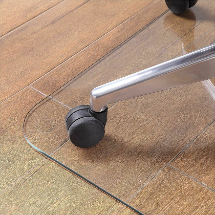 Lorell Tempered Glass Chairmat with Lip 48" x 36" Heavy - Duty Floor Protection (LLR - LLR82836) - SchoolOutlet