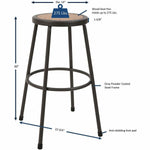 Lorell Metal Shop Stool with 30 Inch MDF Wood Seat and Foot Ring Light Gray (LLR - LLR8308X30) - SchoolOutlet