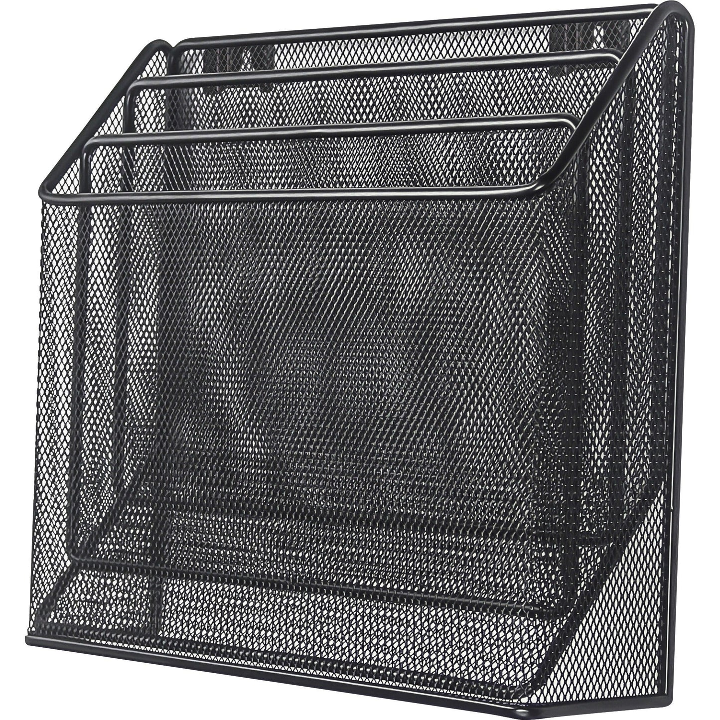 Lorell Black Mesh/Wire 3 - Tier Desktop Organizer Metal File and Magazine Holder (LLR - LLR84138) - SchoolOutlet