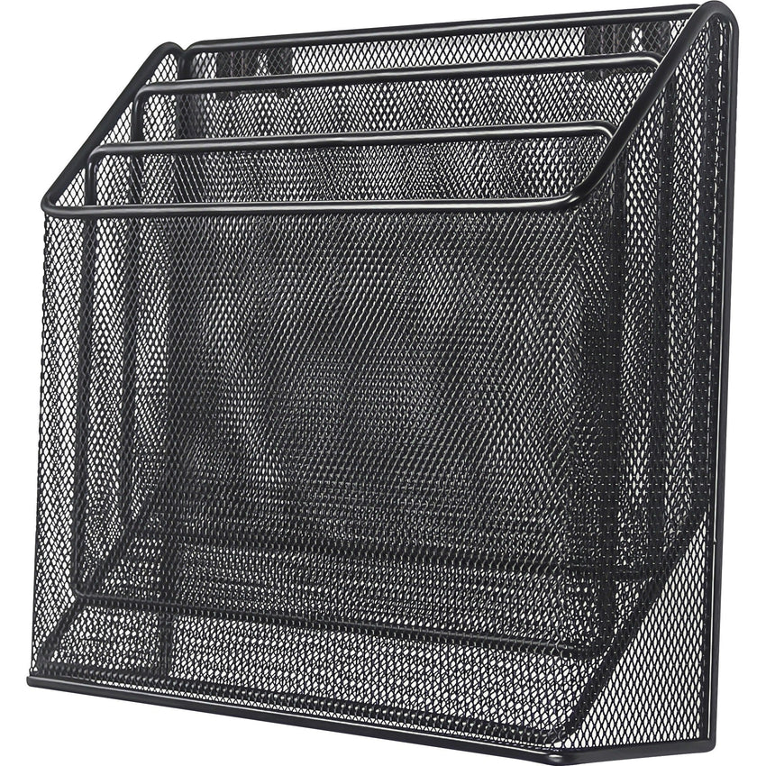 Lorell Black Mesh/Wire 3 - Tier Desktop Organizer Metal File and Magazine Holder (LLR - LLR84138) - SchoolOutlet