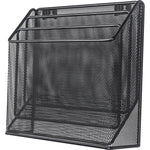 Lorell Black Mesh/Wire 3 - Tier Desktop Organizer Metal File and Magazine Holder (LLR - LLR84138) - SchoolOutlet