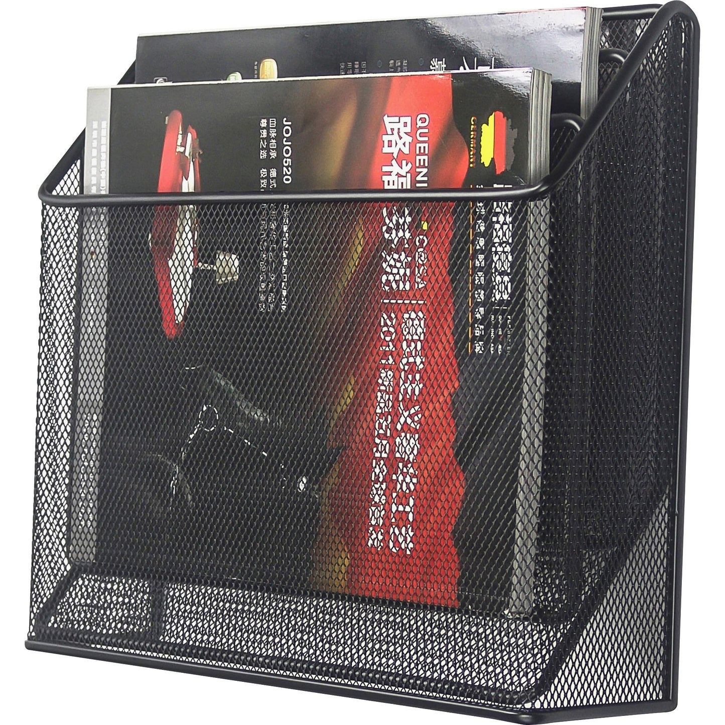 Lorell Black Mesh/Wire 3 - Tier Desktop Organizer Metal File and Magazine Holder (LLR - LLR84138) - SchoolOutlet