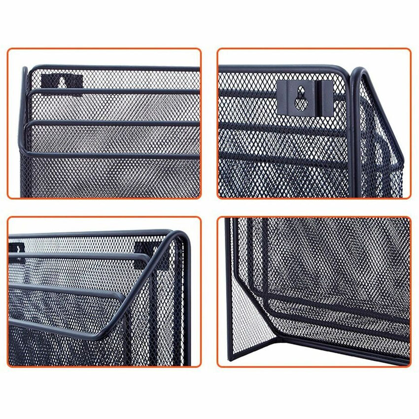 Lorell Black Mesh/Wire 3 - Tier Desktop Organizer Metal File and Magazine Holder (LLR - LLR84138) - SchoolOutlet