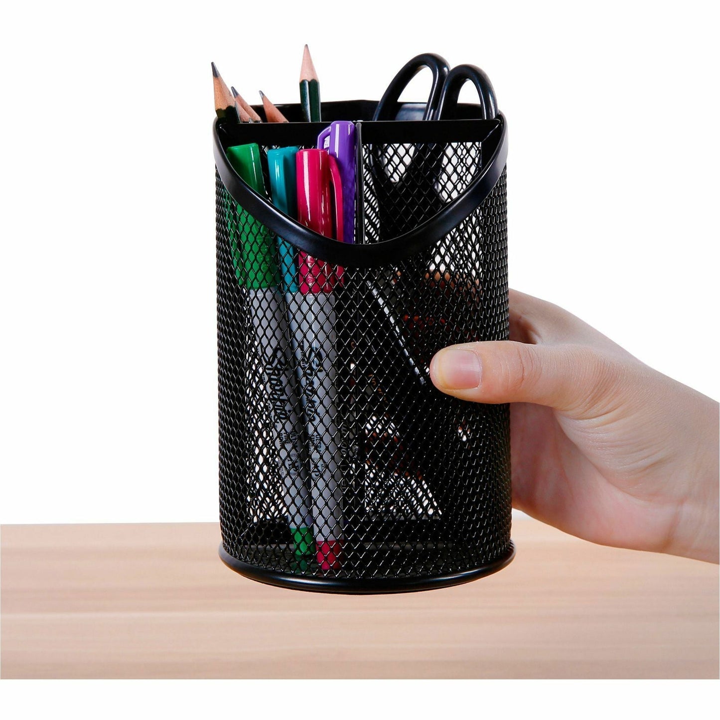 Lorell Black Mesh/Wire Desktop Organizer Metal Pencil Cup Holder (LLR - LLR84140) - SchoolOutlet