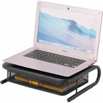 Lorell Mesh Wire Monitor Stand with Pull - Out Drawer Black Steel (LLR - LLR84147) - SchoolOutlet