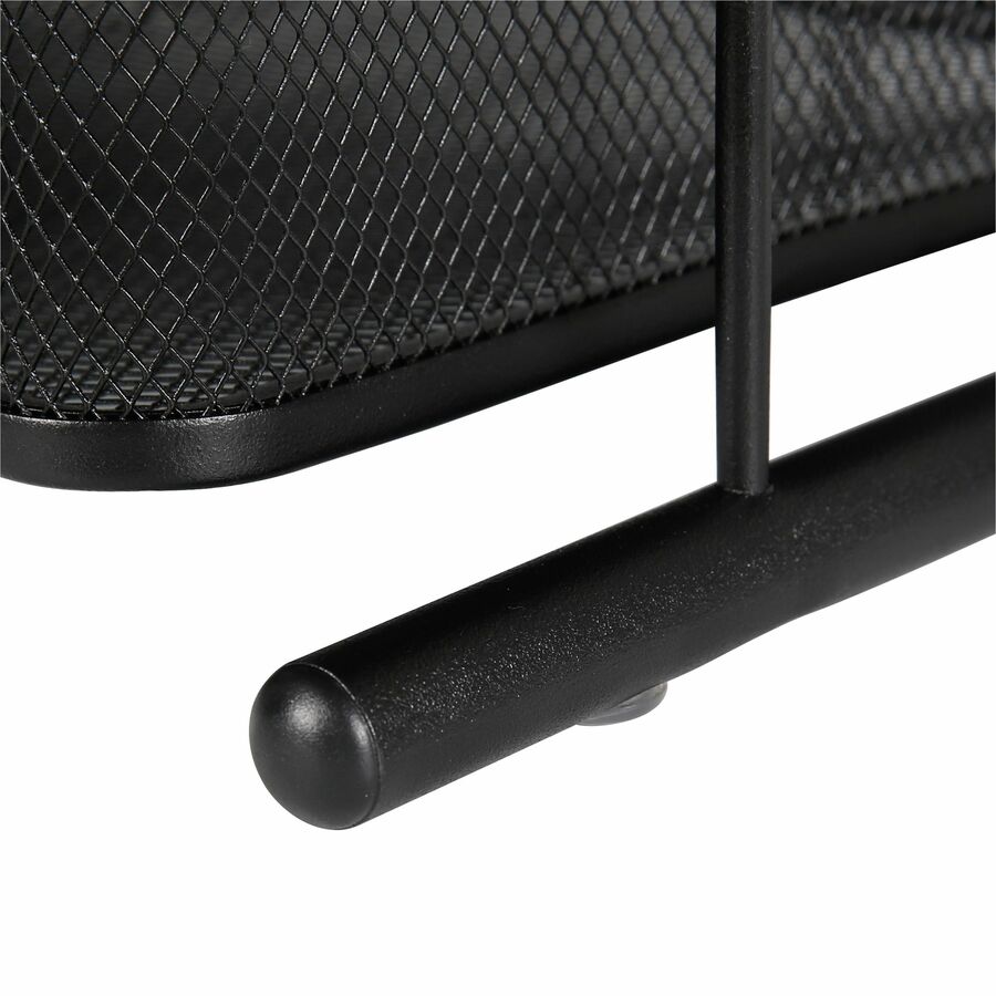 Lorell Mesh Wire Monitor Stand with Pull - Out Drawer Black Steel (LLR - LLR84147) - SchoolOutlet