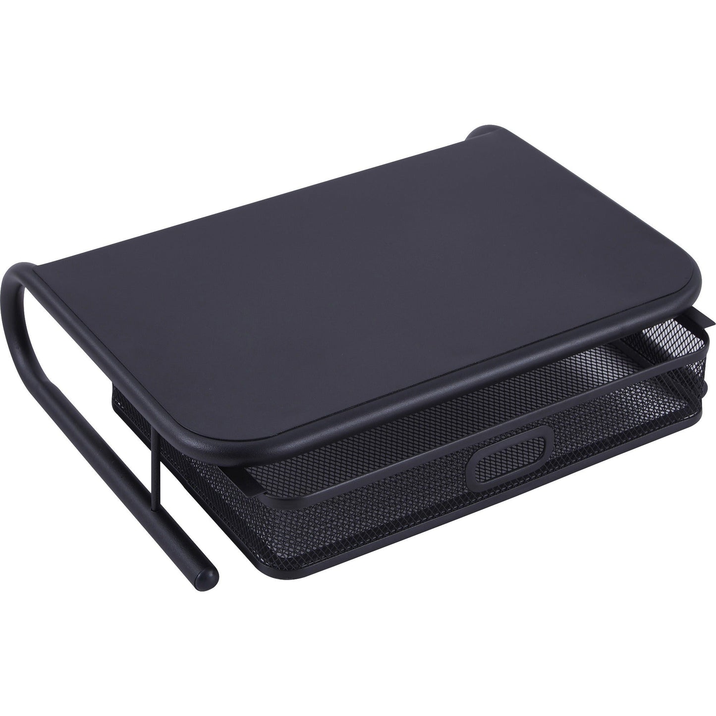 Lorell Mesh Wire Monitor Stand with Pull - Out Drawer Black Steel (LLR - LLR84147) - SchoolOutlet