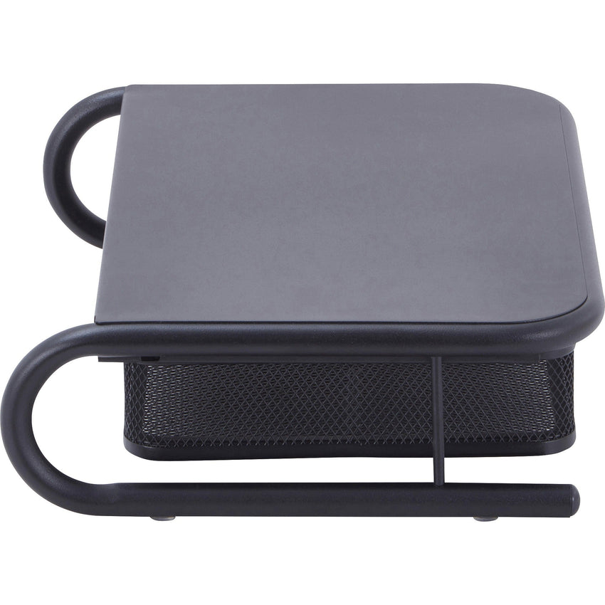 Lorell Mesh Wire Monitor Stand with Pull - Out Drawer Black Steel (LLR - LLR84147) - SchoolOutlet