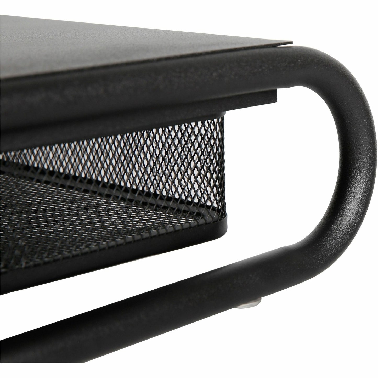 Lorell Mesh Wire Monitor Stand with Pull - Out Drawer Black Steel (LLR - LLR84147) - SchoolOutlet