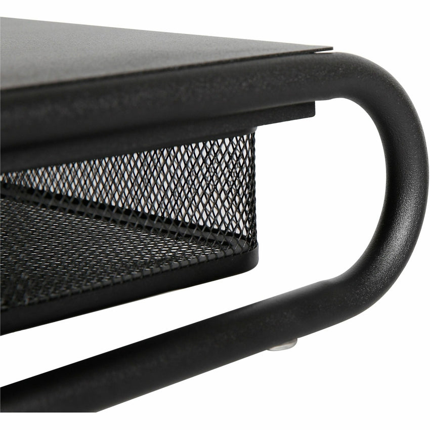 Lorell Mesh Wire Monitor Stand with Pull - Out Drawer Black Steel (LLR - LLR84147) - SchoolOutlet