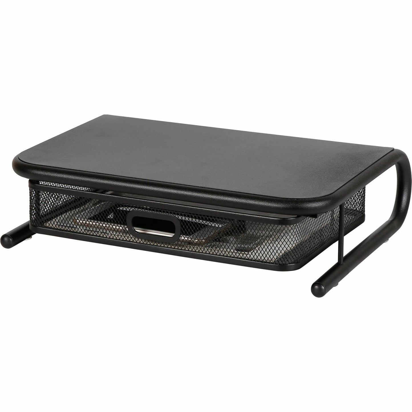 Lorell Mesh Wire Monitor Stand with Pull - Out Drawer Black Steel (LLR - LLR84147) - SchoolOutlet