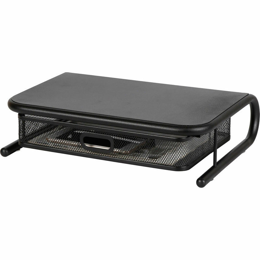 Lorell Mesh Wire Monitor Stand with Pull - Out Drawer Black Steel (LLR - LLR84147) - SchoolOutlet