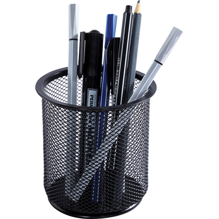 Lorell Durable Steel Mesh Desktop Pencil Cup Organizer 3.9" W x 3.9" D x 3.5" H (LLR - LLR84149) - SchoolOutlet