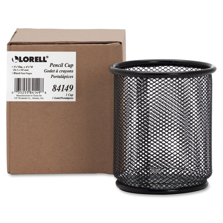 Lorell Durable Steel Mesh Pencil Cup Desk Organizer 3.9" W x 3.9" D x 3.5" H Set of 6 (LLR - LLR84149BX) - SchoolOutlet