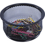 Lorell Durable Steel Mesh Pencil Cup Holder with Rubber Feet 2.1