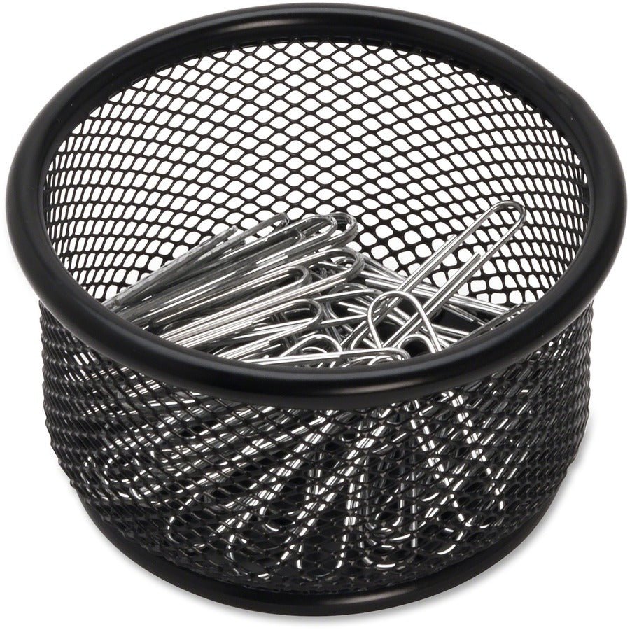 Lorell Durable Steel Mesh Pencil Cup Holder with Rubber Feet 2.1" W x 2.1" D x 3.8" H (LLR - LLR84150) - SchoolOutlet