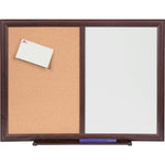Lorell Combo Dry - Erase and Cork Bulletin Board Mahogany Wood Frame 36