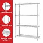 High - Capacity Lorell Industrial 4 - Tier Chrome Wire Storage Rack 36